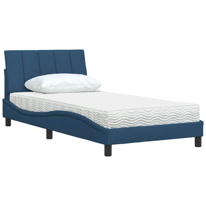 vidaXL Bett mit Matratze "Hanko" Blau 100x200 cm Stoff