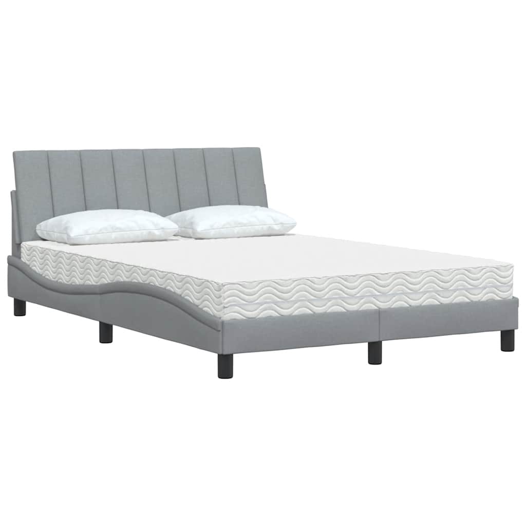 vidaXL Bett mit Matratze "Hanko" Hellgrau 120x200 cm Stoff