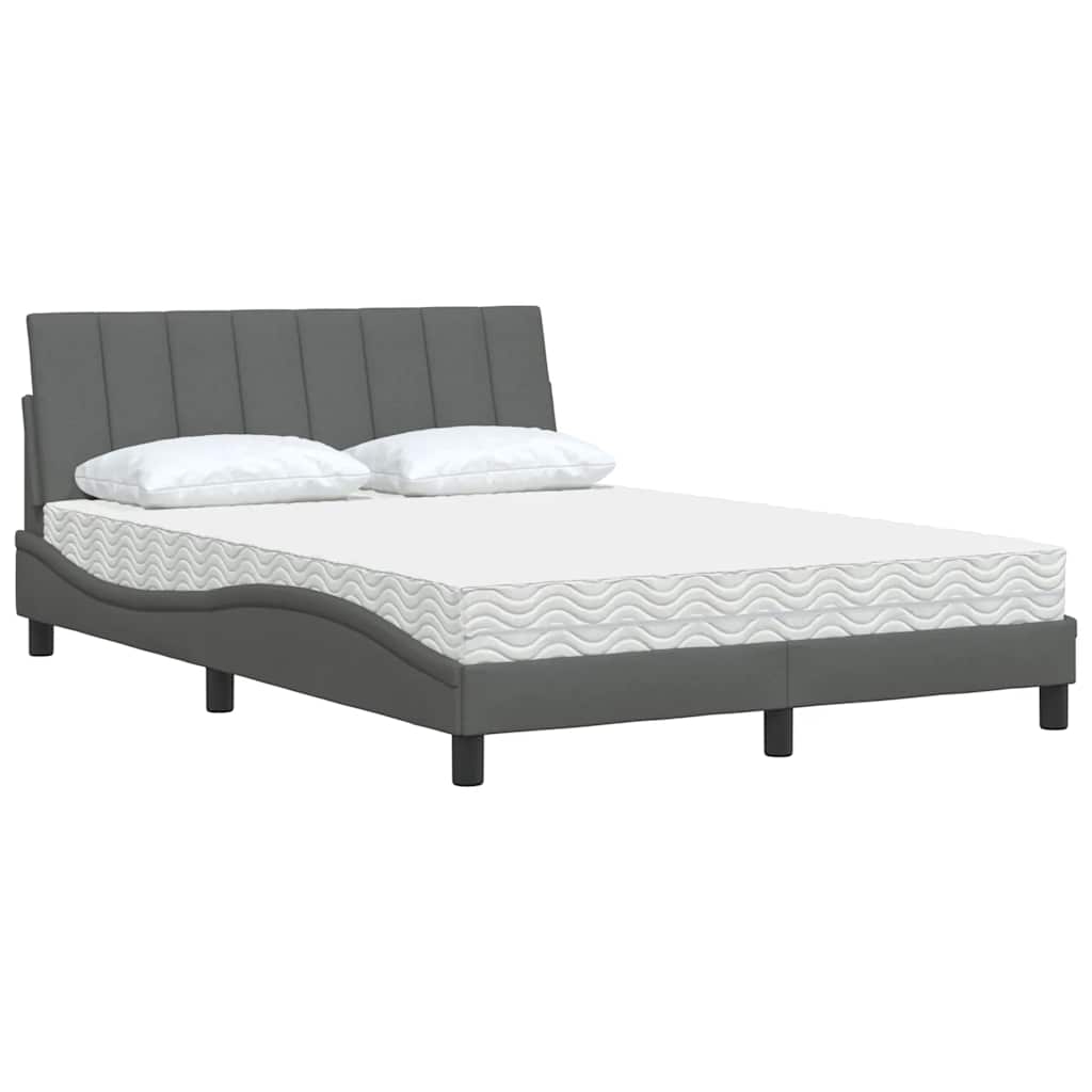 vidaXL Bett mit Matratze "Hanko" Dunkelgrau 120x200 cm Stoff