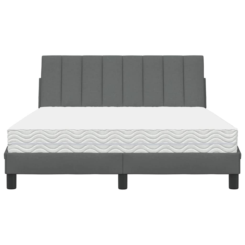 vidaXL Bett mit Matratze "Hanko" Dunkelgrau 120x200 cm Stoff