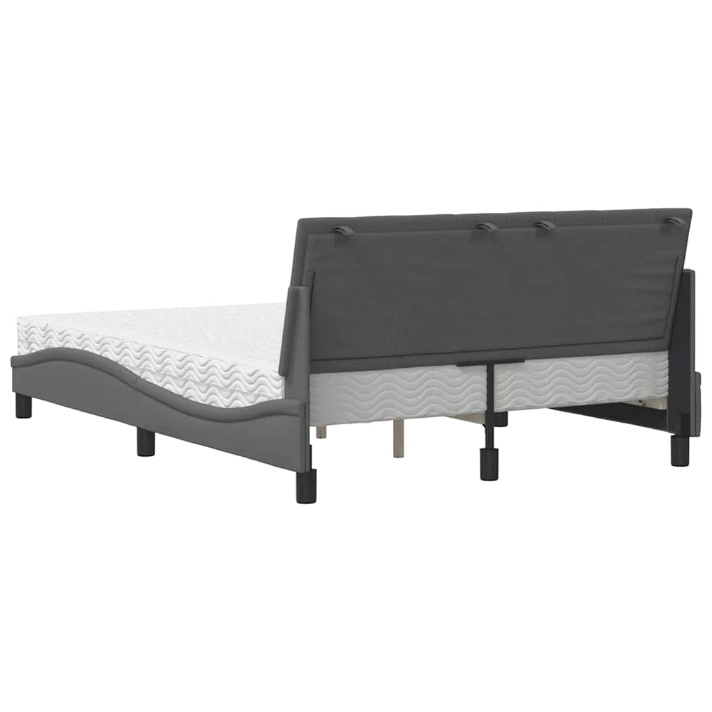 vidaXL Bett mit Matratze "Hanko" Dunkelgrau 120x200 cm Stoff