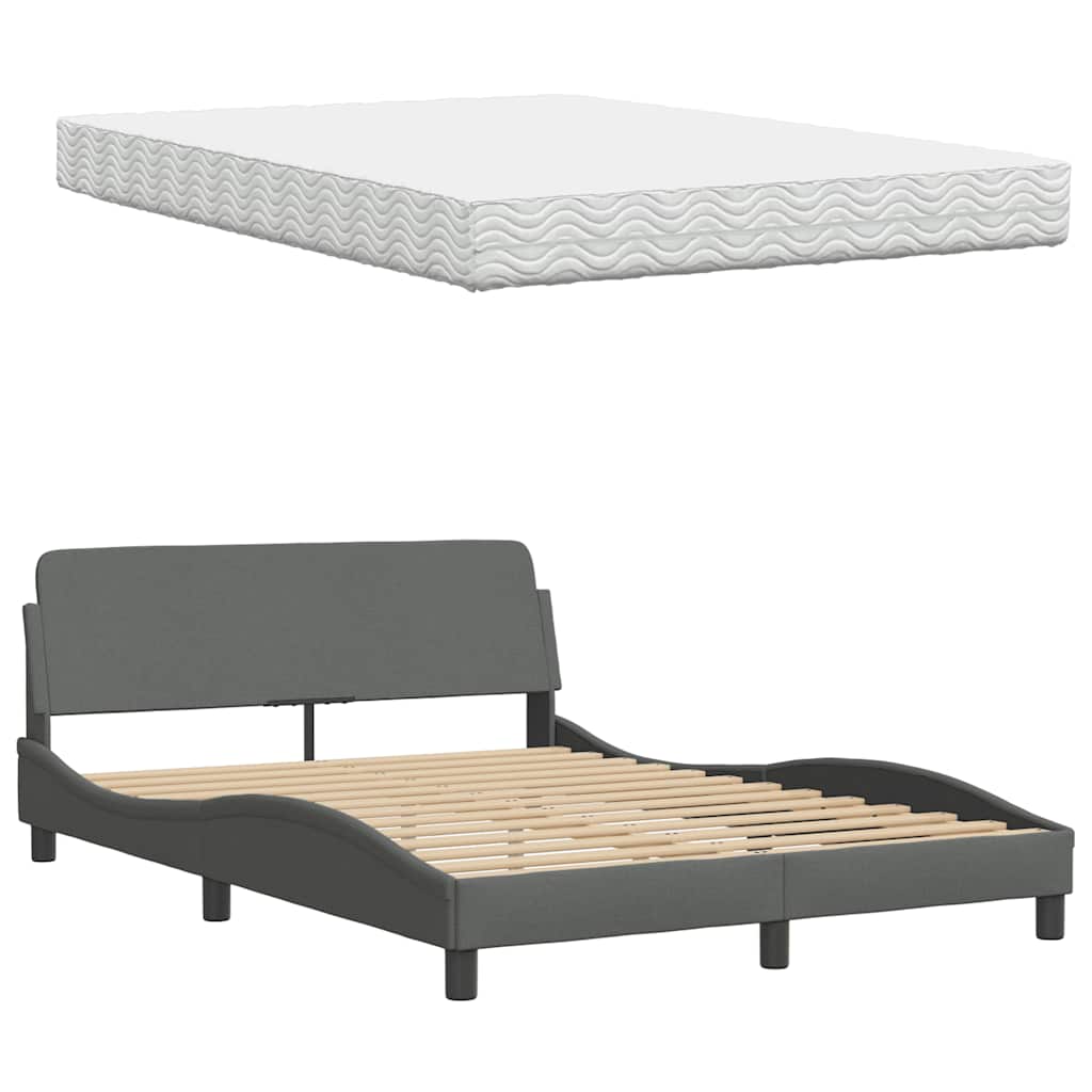 vidaXL Bett mit Matratze "Hanko" Dunkelgrau 120x200 cm Stoff