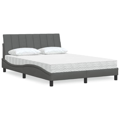 vidaXL Bett mit Matratze "Hanko" Dunkelgrau 120x200 cm Stoff