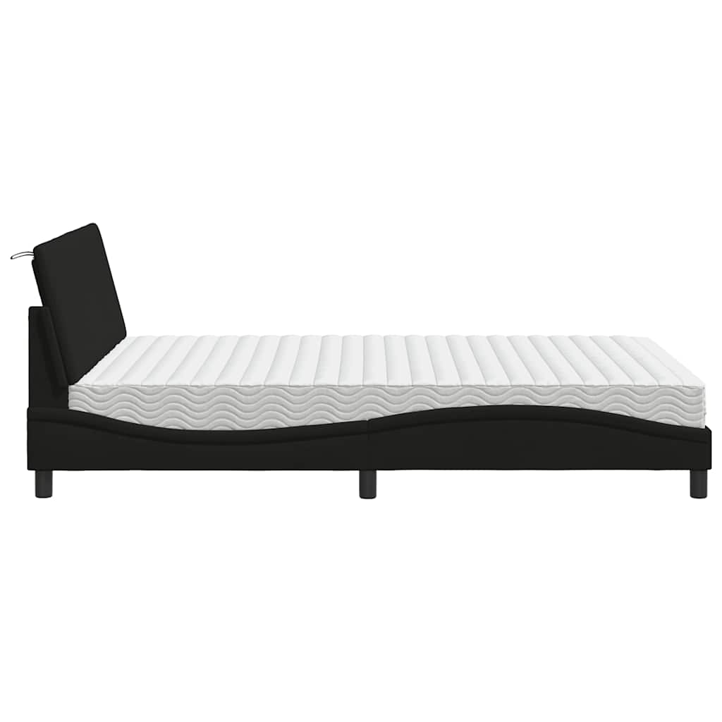 vidaXL Lit avec matelas « Hanko » Noir 120 x 200 cm Tissu