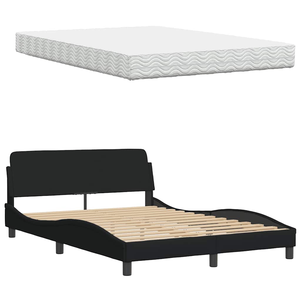 vidaXL Lit avec matelas « Hanko » Noir 120 x 200 cm Tissu