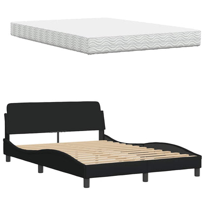 vidaXL Lit avec matelas « Hanko » Noir 120 x 200 cm Tissu