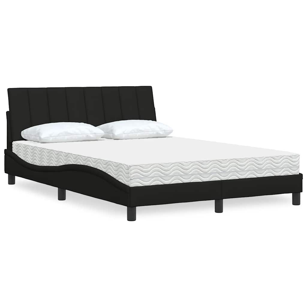 vidaXL Lit avec matelas « Hanko » Noir 120 x 200 cm Tissu