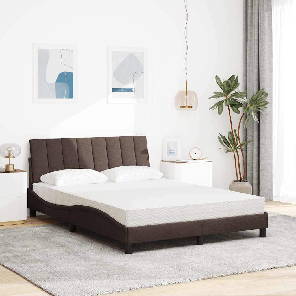 vidaXL Bett mit Matratze "Hanko" Dunkelbraun 120x200 cm Stoff