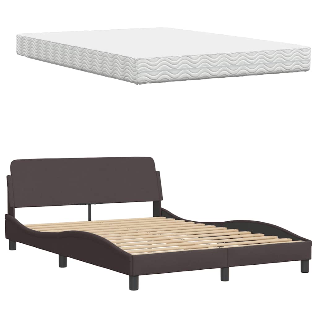 vidaXL Bett mit Matratze "Hanko" Dunkelbraun 120x200 cm Stoff