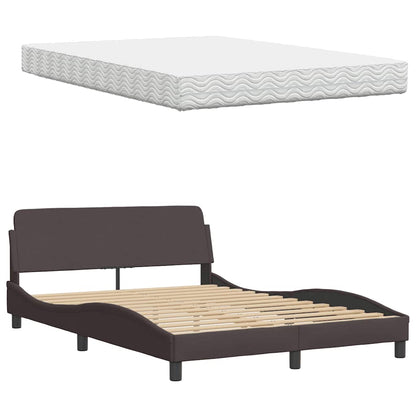 vidaXL Bett mit Matratze "Hanko" Dunkelbraun 120x200 cm Stoff