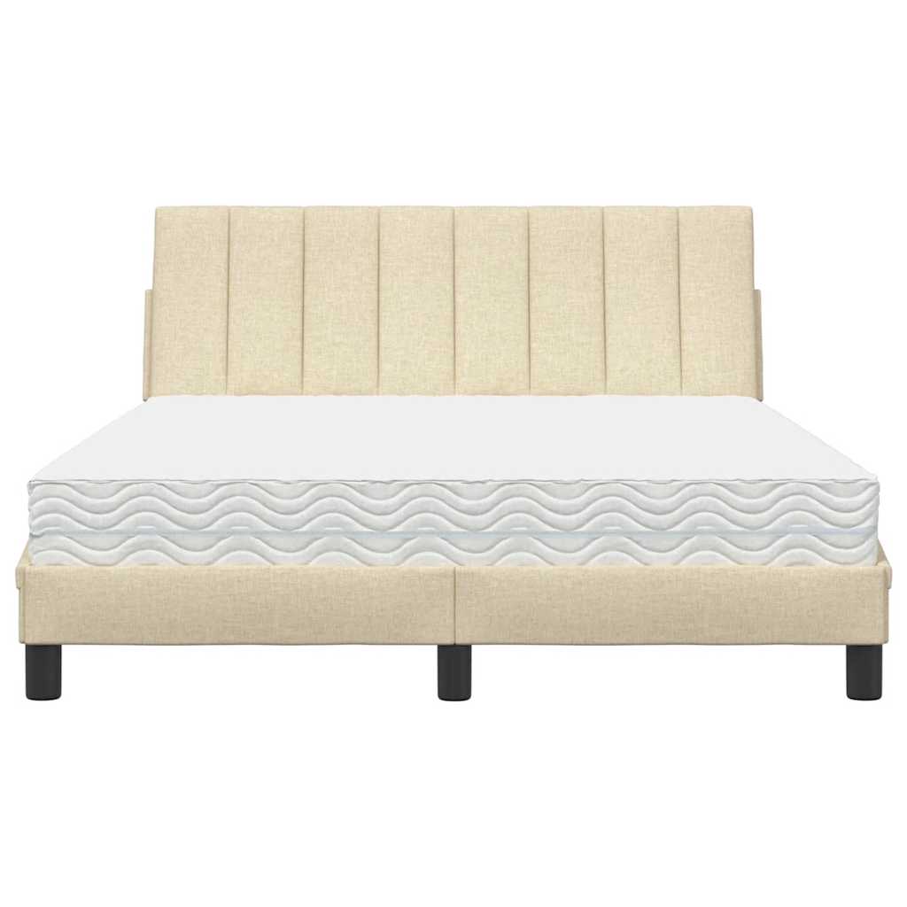 vidaXL Bett mit Matratze "Hanko" Creme 120x200 cm Stoff