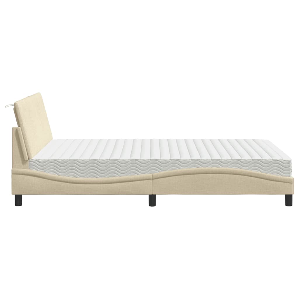 vidaXL Bett mit Matratze "Hanko" Creme 120x200 cm Stoff