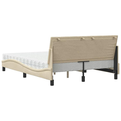 vidaXL Bett mit Matratze "Hanko" Creme 120x200 cm Stoff