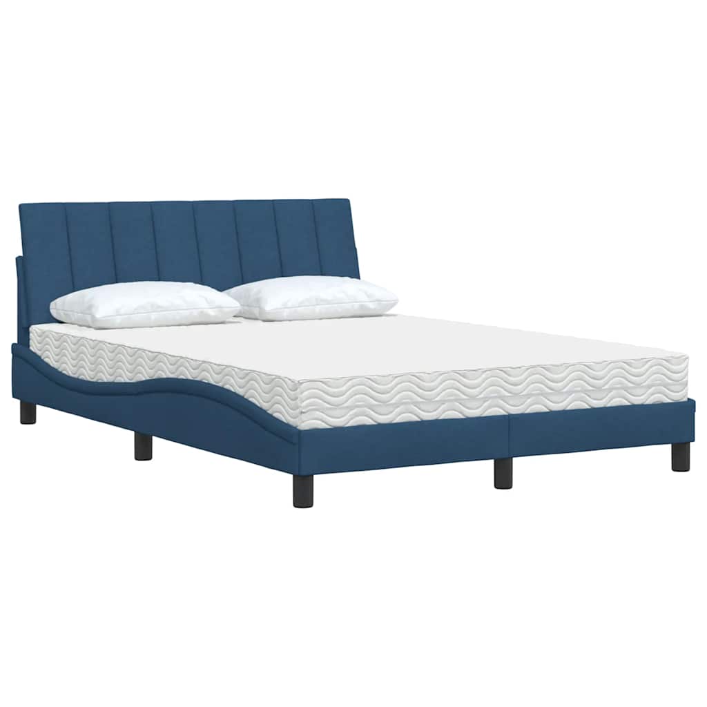 vidaXL Bett mit Matratze "Hanko" Blau 120x200 cm Stoff