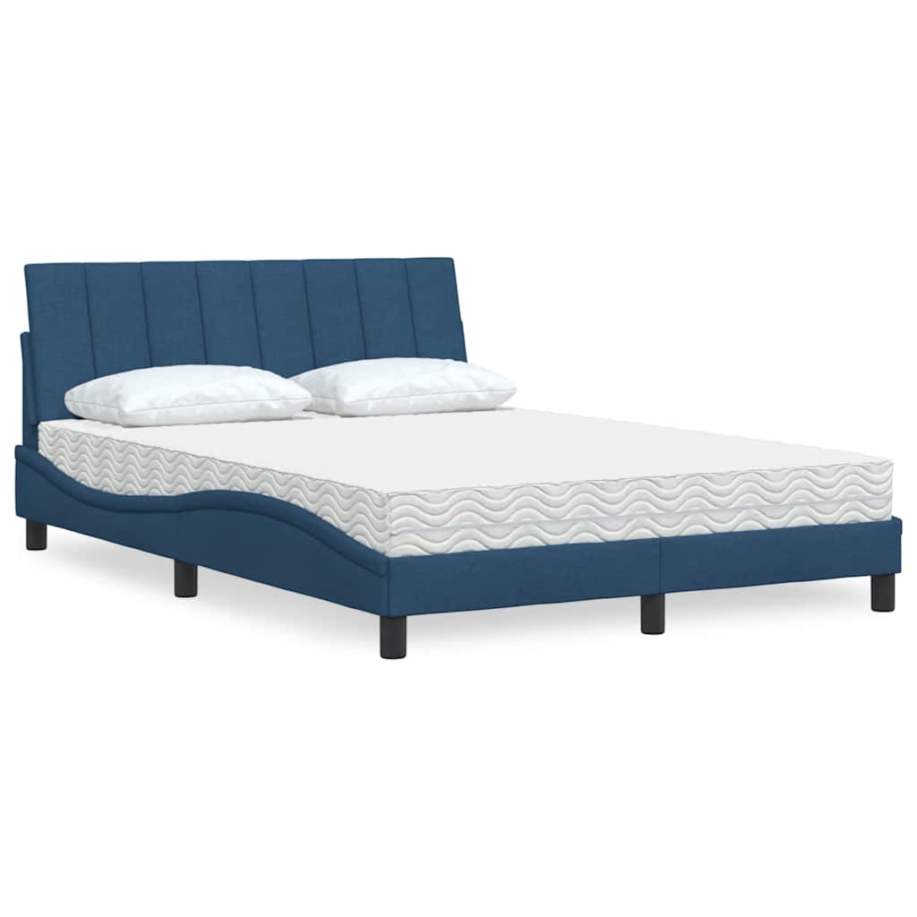 vidaXL Bett mit Matratze "Hanko" Blau 120x200 cm Stoff