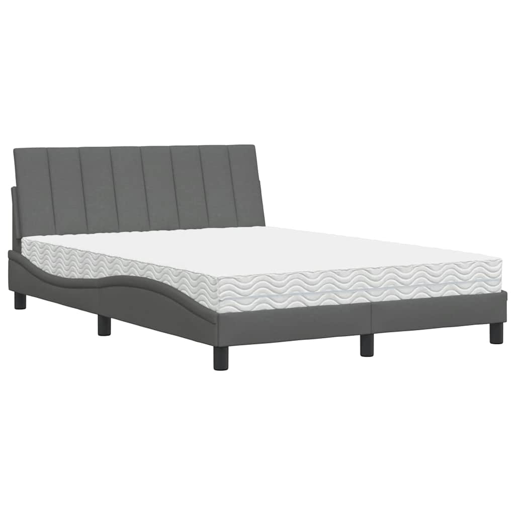 vidaXL Bett mit Matratze "Hanko" Dunkelgrau 140x190 cm Stoff