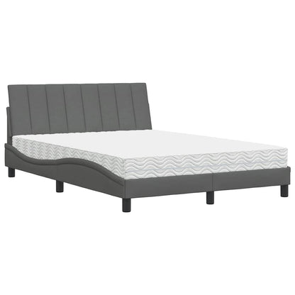 vidaXL Bett mit Matratze "Hanko" Dunkelgrau 140x190 cm Stoff