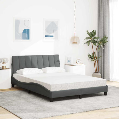 vidaXL Bett mit Matratze "Hanko" Dunkelgrau 140x190 cm Stoff