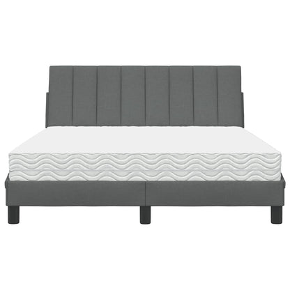 vidaXL Bett mit Matratze "Hanko" Dunkelgrau 140x190 cm Stoff
