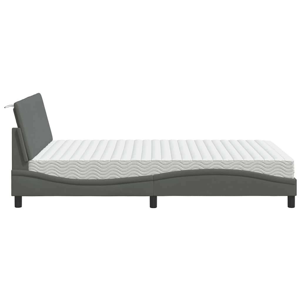 vidaXL Bett mit Matratze "Hanko" Dunkelgrau 140x190 cm Stoff