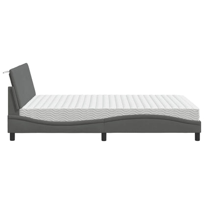 vidaXL Bett mit Matratze "Hanko" Dunkelgrau 140x190 cm Stoff