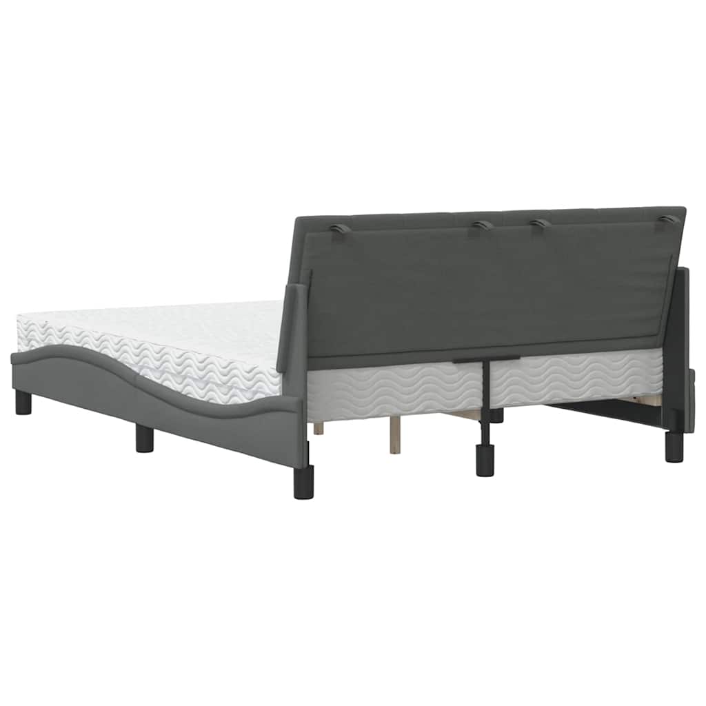 vidaXL Bett mit Matratze "Hanko" Dunkelgrau 140x190 cm Stoff