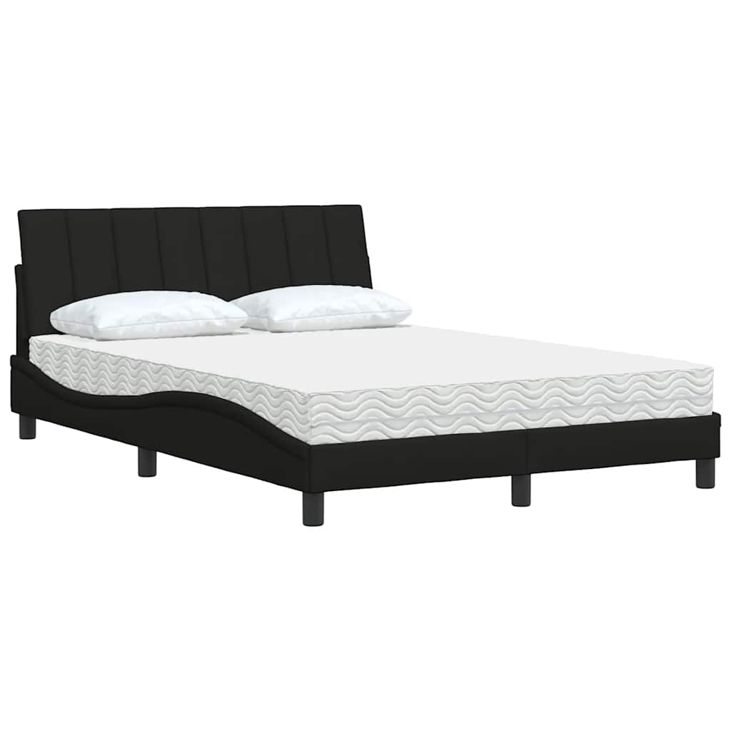 vidaXL Lit avec matelas « Hanko » noir 140x190 cm tissu