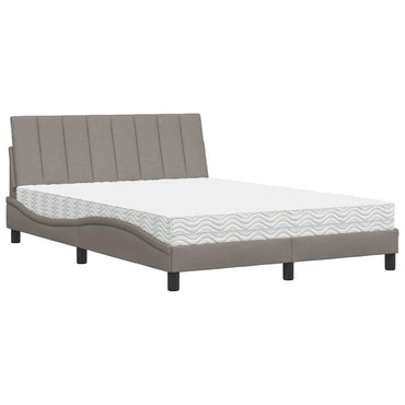 vidaXL Bett mit Matratze "Hanko" Taupe 140x190 cm Stoff