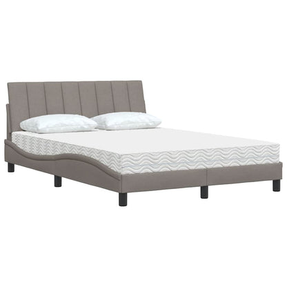 vidaXL Bett mit Matratze "Hanko" Taupe 140x190 cm Stoff