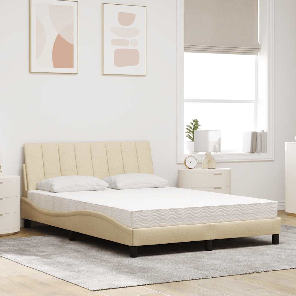 vidaXL Bett mit Matratze "Hanko" Creme 140x190 cm Stoff