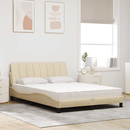 vidaXL Bett mit Matratze "Hanko" Creme 140x190 cm Stoff