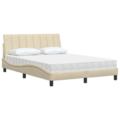 vidaXL Bett mit Matratze "Hanko" Creme 140x190 cm Stoff