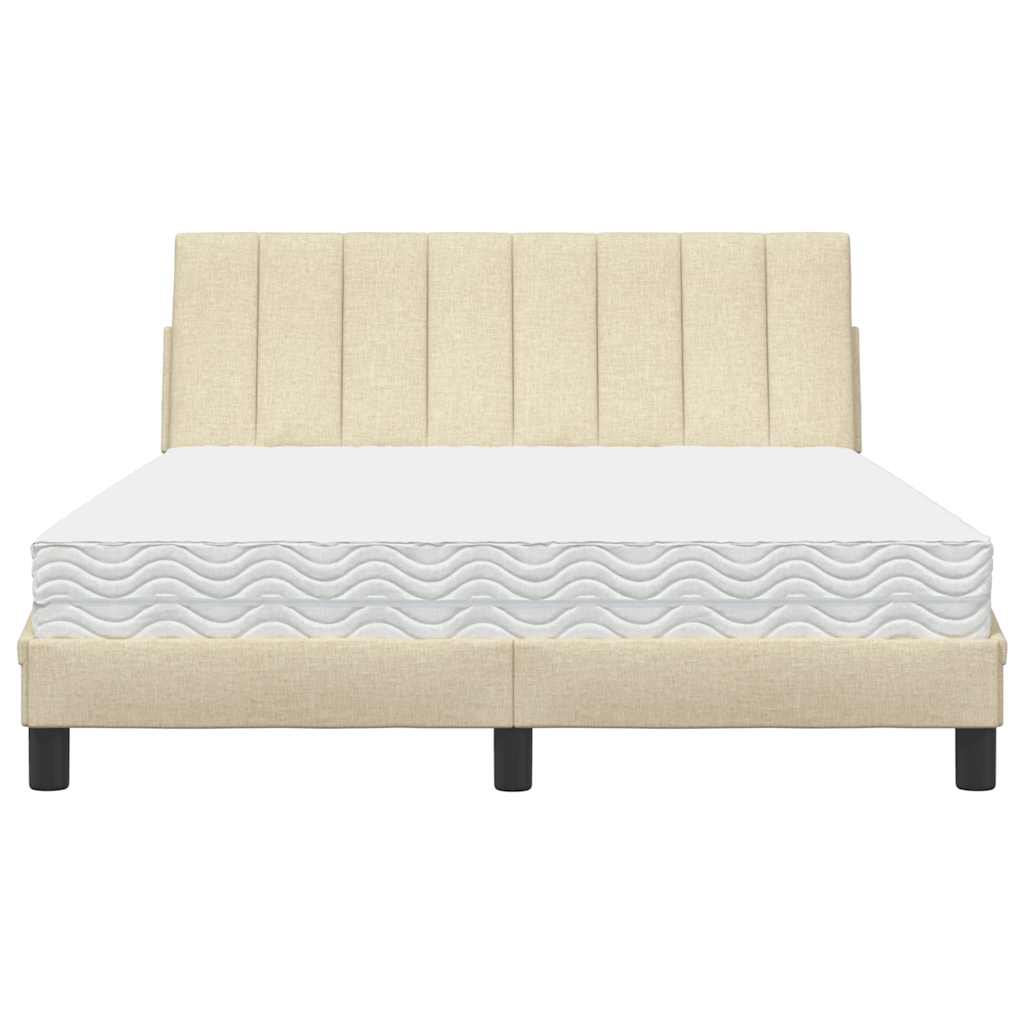 vidaXL Bett mit Matratze "Hanko" Creme 140x190 cm Stoff