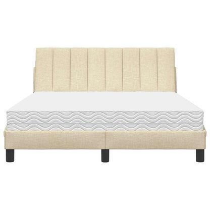 vidaXL Bett mit Matratze "Hanko" Creme 140x190 cm Stoff