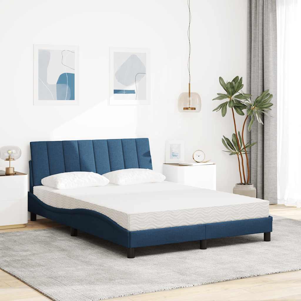 vidaXL Lit avec matelas "Hanko" bleu 140x190 cm tissu