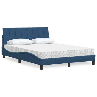 vidaXL Lit avec matelas "Hanko" bleu 140x190 cm tissu