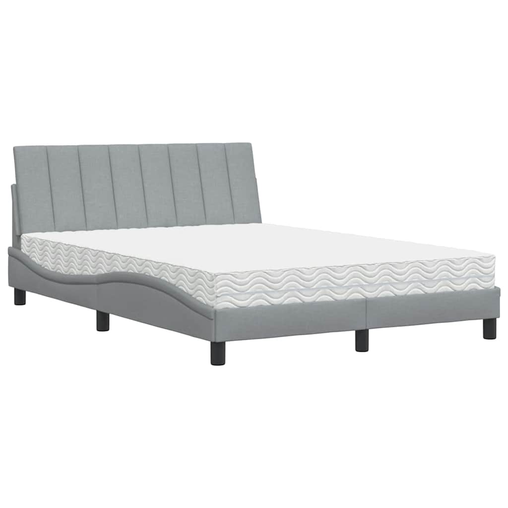 vidaXL Lit avec matelas "Hanko" Gris clair 140x200 cm Tissu