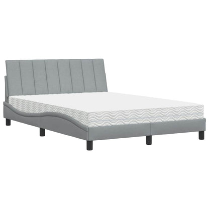vidaXL Lit avec matelas "Hanko" Gris clair 140x200 cm Tissu