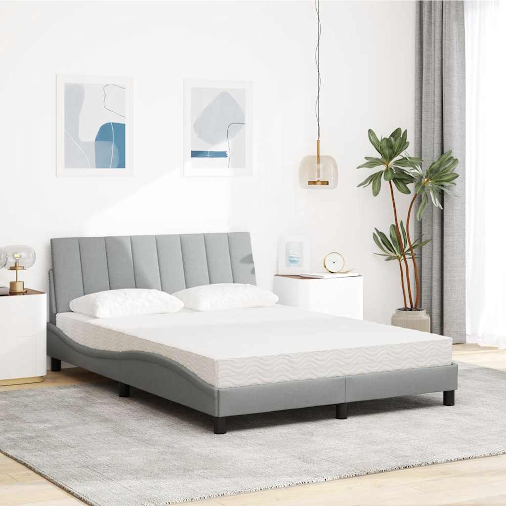 vidaXL Lit avec matelas "Hanko" Gris clair 140x200 cm Tissu