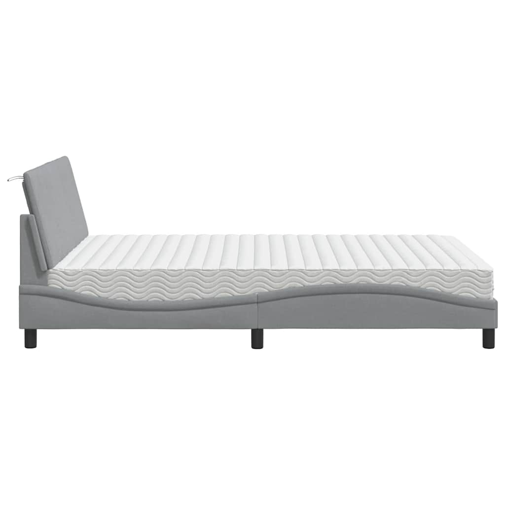 vidaXL Lit avec matelas "Hanko" Gris clair 140x200 cm Tissu