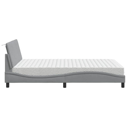 vidaXL Lit avec matelas "Hanko" Gris clair 140x200 cm Tissu