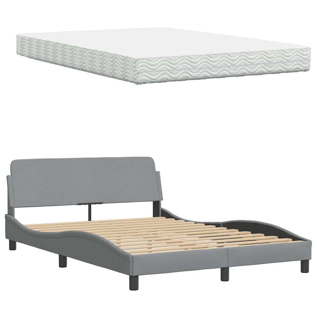 vidaXL Lit avec matelas "Hanko" Gris clair 140x200 cm Tissu