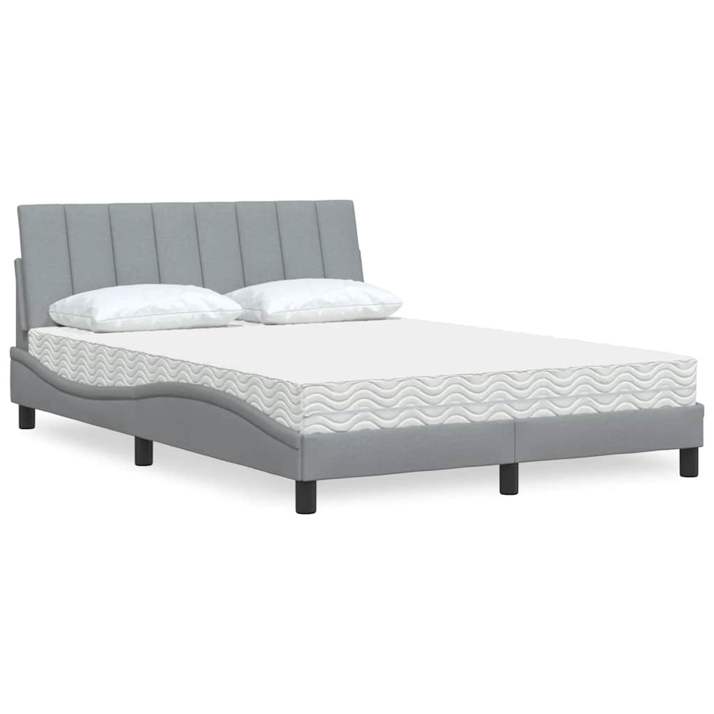 vidaXL Lit avec matelas "Hanko" Gris clair 140x200 cm Tissu