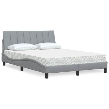 vidaXL Lit avec matelas "Hanko" Gris clair 140x200 cm Tissu