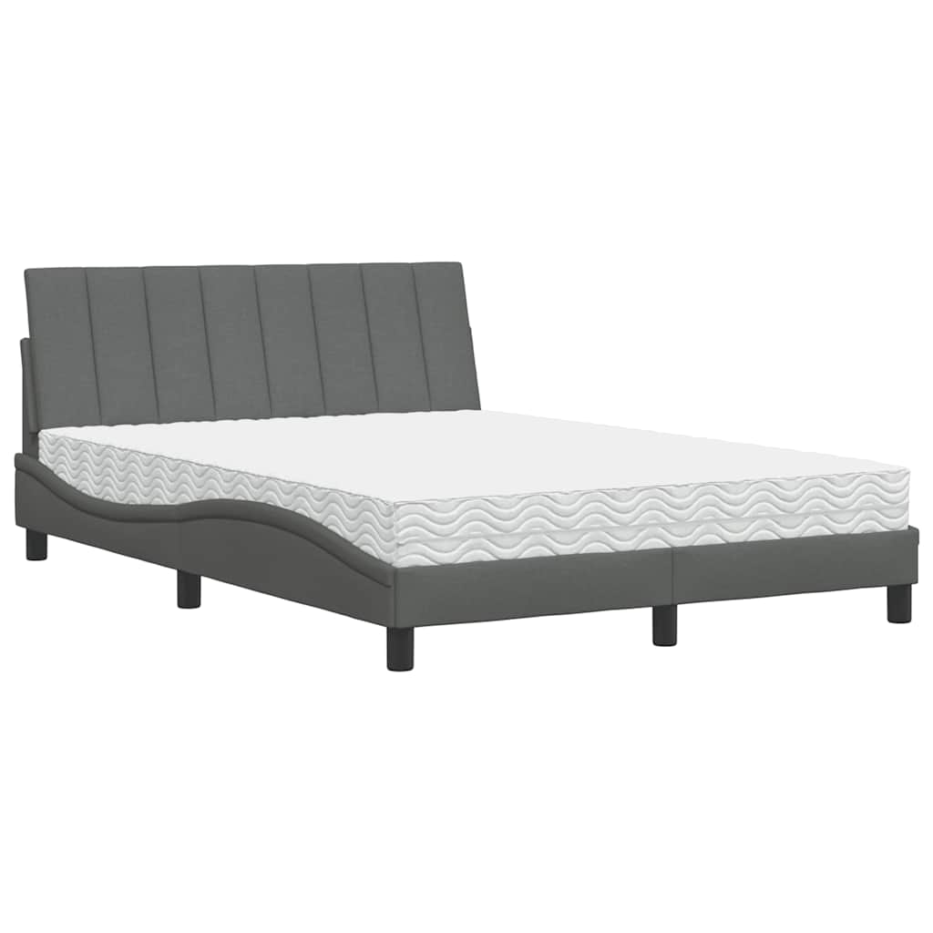 vidaXL Lit avec matelas « Hanko » gris foncé 140x200 cm tissu