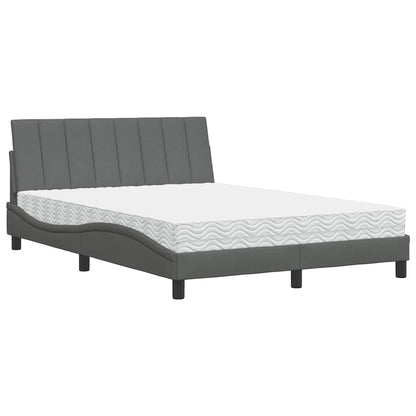 vidaXL Lit avec matelas « Hanko » gris foncé 140x200 cm tissu