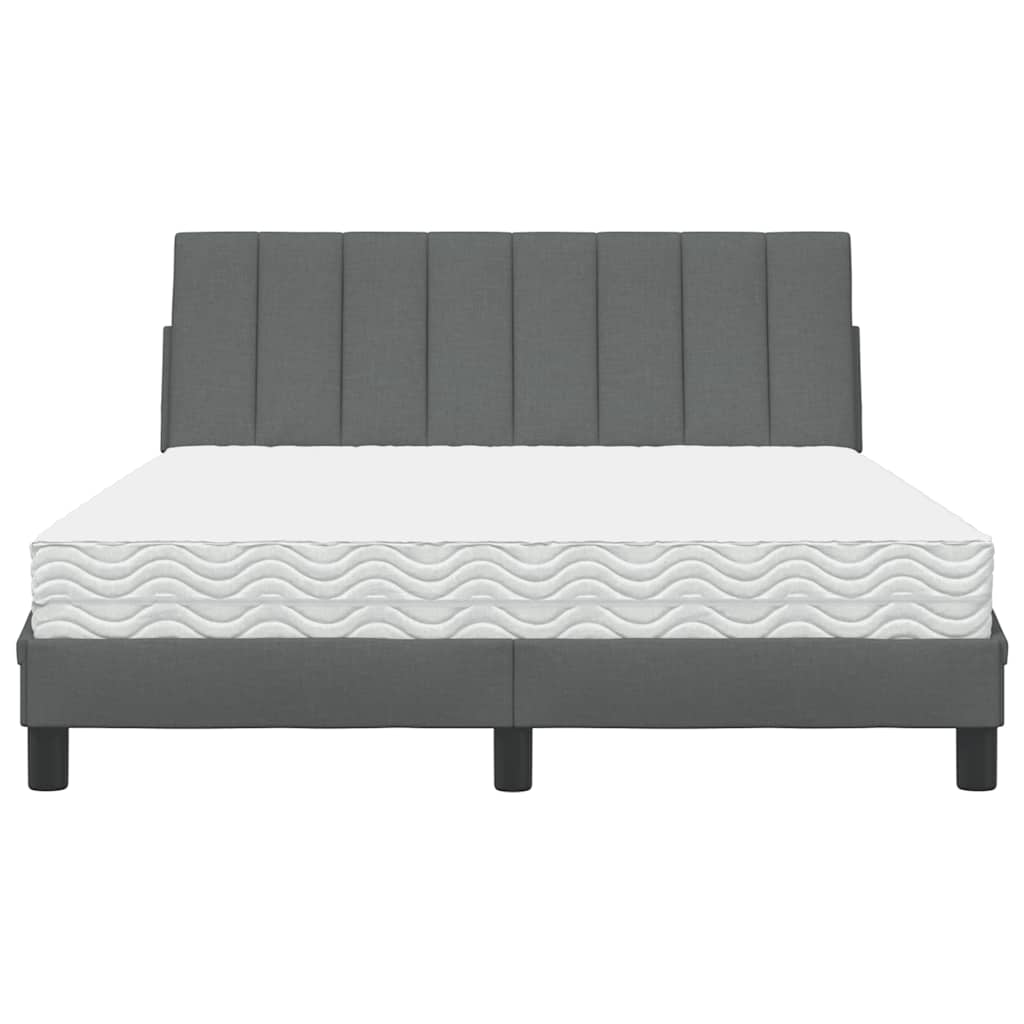 vidaXL Lit avec matelas « Hanko » gris foncé 140x200 cm tissu