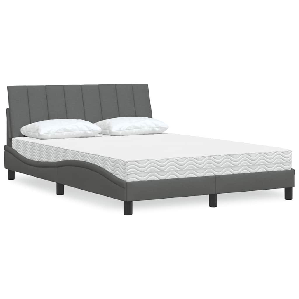 vidaXL Lit avec matelas « Hanko » gris foncé 140x200 cm tissu