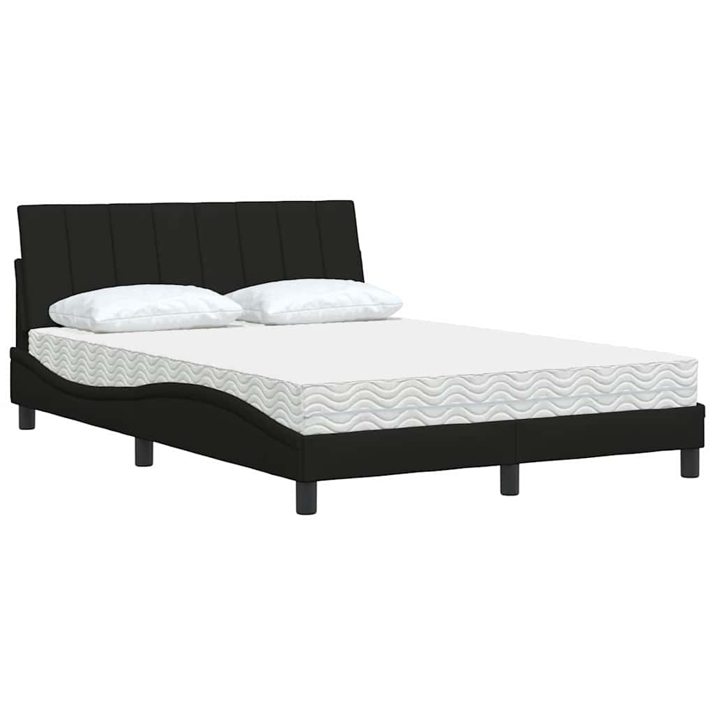 vidaXL Lit avec matelas « Hanko » Noir 140x200 cm Tissu