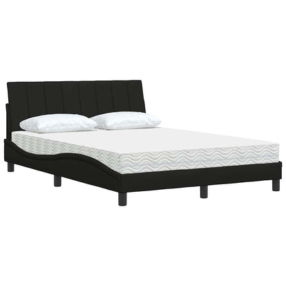 vidaXL Lit avec matelas « Hanko » Noir 140x200 cm Tissu